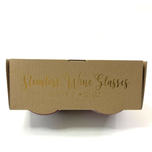 Stemless Wine Glasses Mom Fuel Because Kids Set Of 2 New in Box 22oz Pink - Picture 6 of 12
